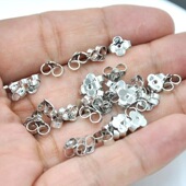 银耳塞925银耳堵扣蝴蝶扣耳拖耳塞耳钉后托耳帽防掉超紧耳环后塞