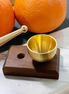 迷你颂钵音疗静心解压治愈系摆件放松身心梵音稳定情绪黄铜胡桃木