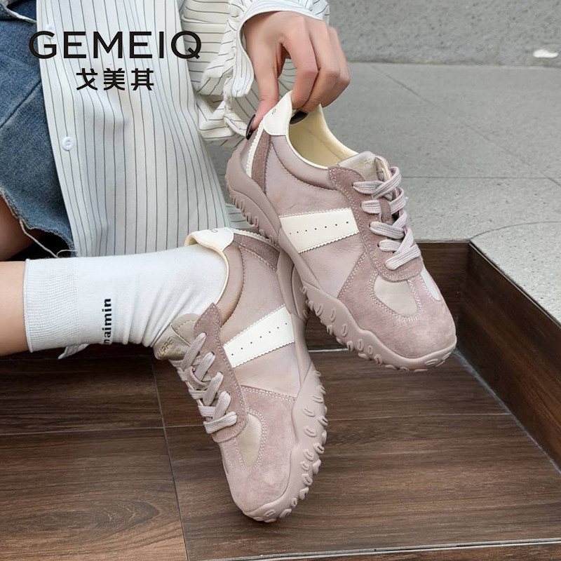 戈美其女单鞋2025春季新阿甘鞋复古真皮休闲运动鞋跑步百搭显脚小,女鞋,时尚休闲鞋,淘宝优惠券,粉丝福利购,淘宝优惠卷
