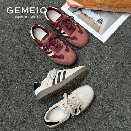 戈美其商场同款德训鞋2025秋季显脚小平底网红休闲百搭板鞋运动鞋