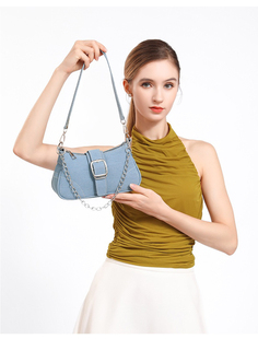 2025新款小众设计高级感腋下包女时尚百搭单肩斜挎包牛仔包辣妹包