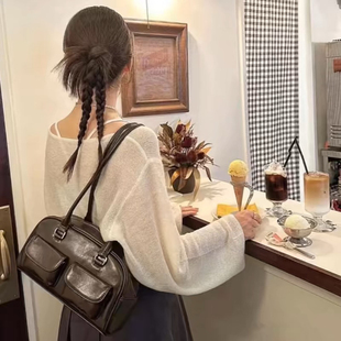 韩国新款保龄球包许允真同款晕针单肩腋下包包波士顿包