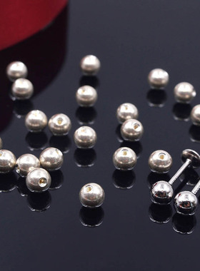 DIY配件0.8MMS999银针螺丝耳堵日韩球球耳钉耳环耳骨钉耳饰精致