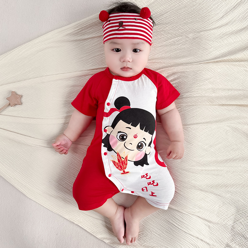 婴儿衣服新生儿夏季纯棉短袖薄款