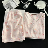 可爱夏天甜美卡通家居服套装 云朵棉短袖 睡衣女士春夏季 2025年新款