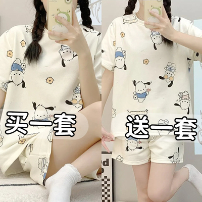 2025新款纯棉睡衣女夏季学生短袖短裤卡通可爱宽松大码宿舍家居服