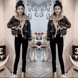 短款羊羔毛外套女欧货秋冬季新款网红洋气加厚显瘦皮毛一体机车服
