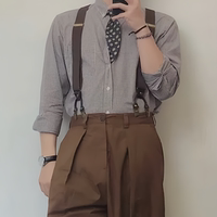 幕方辰男士古銅色六夾背帶夾
