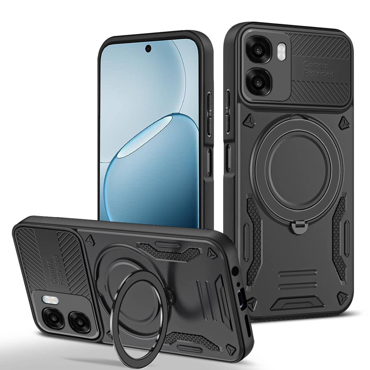 适用于OPPO A6X国际版手机壳OPPO A6旋转指环支架A6T/A6C/A6V车载磁吸无线充二合一加厚防摔户外图片