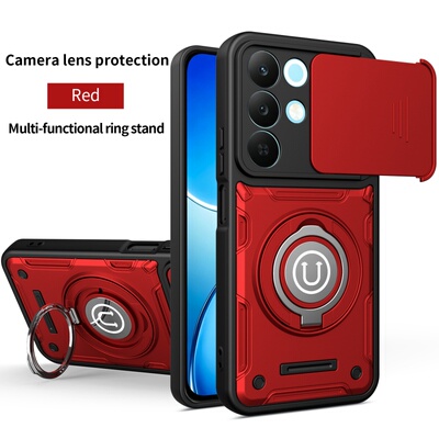 推拉窗护镜手机壳适用于REALME15X 5G印度/REALMEC85 5G旋转支架车载磁吸加厚防摔海外出口级保护壳