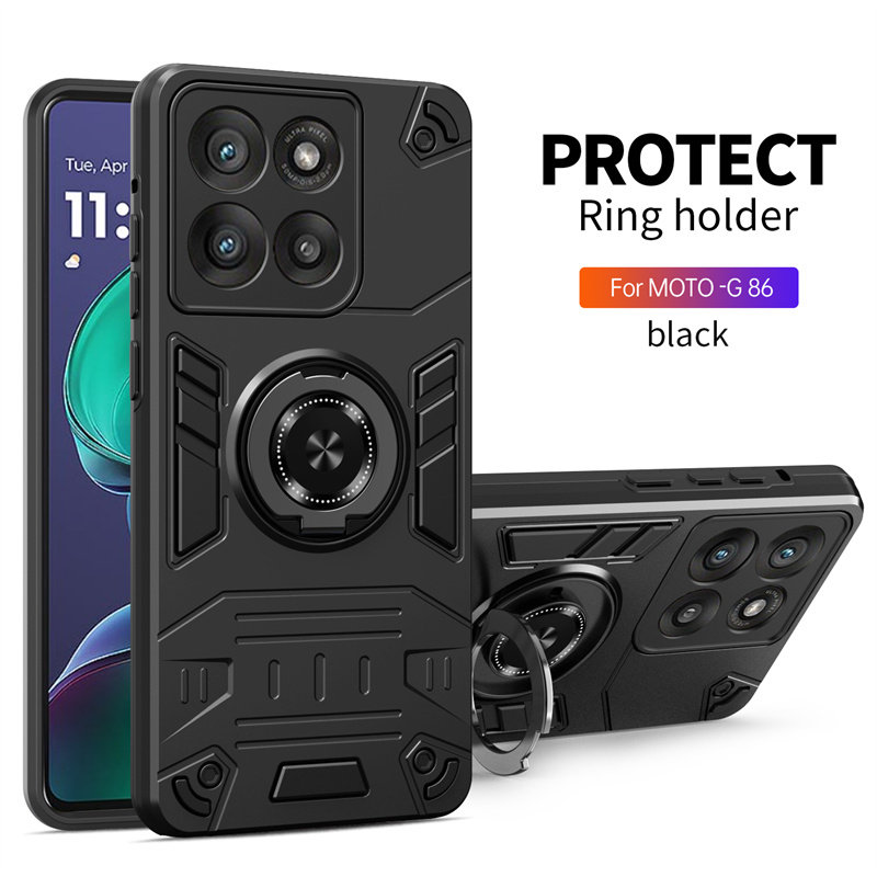 适用于Motorola MOTO G86手机壳旋转指环支架加厚防摔多功能车载磁吸二合一五侠者保护套