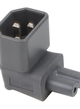 WA-0091G C14 to C7 弯头电源转换头,品字公转8字尾电源转接头