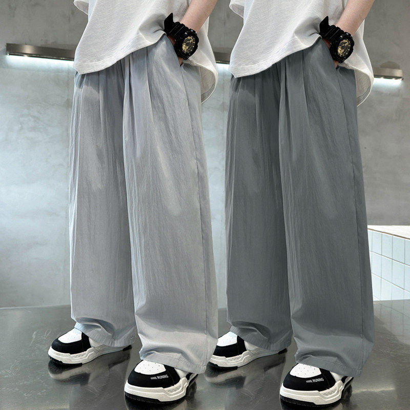 左西官方旗舰店男童夏季防蚊2026新款纯色宽松直筒休闲裤中大童炸