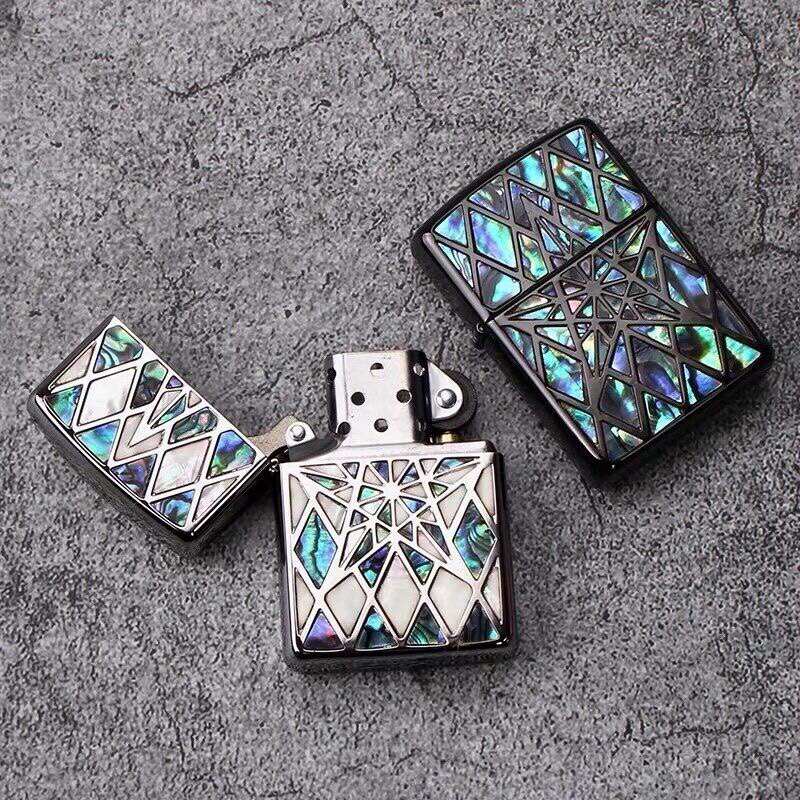 ZIPPO双面贝壳镶嵌五芒星