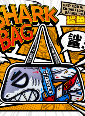 OGKILS欧击柳丁鲨鱼包羽毛球包手提背包涂鸦装大容量二次元六只装