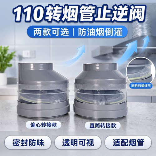 110转150/160/180软管铝箔管止回阀PVC塑料变径接头油烟机排烟管