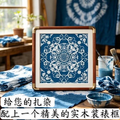 非遗扎染实木挂墙展示框