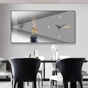 现代简约餐厅镶钻创意时钟挂画2026新款客厅钟表高级感装饰画挂墙