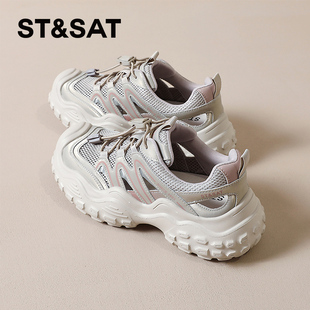 星期六镂空一脚蹬户外登山鞋2025新款夏季镂空松糕底百搭运动鞋女