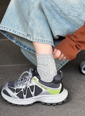 冰洁女鞋2025秋季新款单鞋真皮平跟厚底运动鞋系带韩版休闲老爹鞋