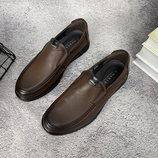 2023春夏新款单鞋真皮男士商务休闲鞋圆头软底皮鞋舒适中年爸爸鞋