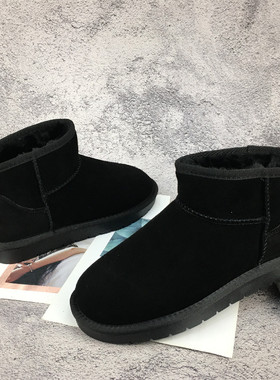 冰洁男鞋2024冬季新款雪地靴真皮磨砂皮加绒保暖男保暖鞋潮60M730