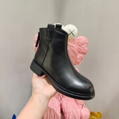 冰洁女鞋 1360 女靴真皮低跟粗跟切尔西靴加绒棉靴16 2025冬季 新款