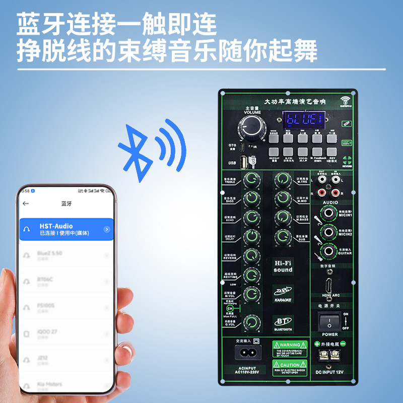 12V电瓶便携拉杆音箱大功率广场舞DSP功放板蓝牙乐器改装功放板，图片