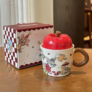 猫和老鼠陶瓷马克杯带盖办公室家用喝水杯情侣杯子生日礼物伴手礼