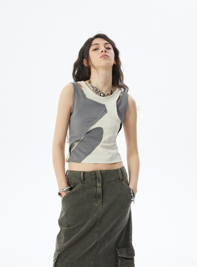 ERRORCODErobot不规则交织感背心吊带女士修身性感弹力无袖上衣