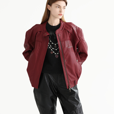 小立领廓形和平鸽反战皮衣夹克