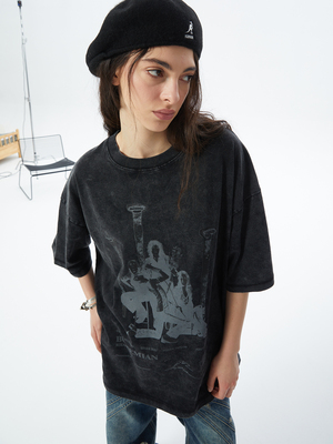 短袖摇滚青年皇后乐队印花T恤