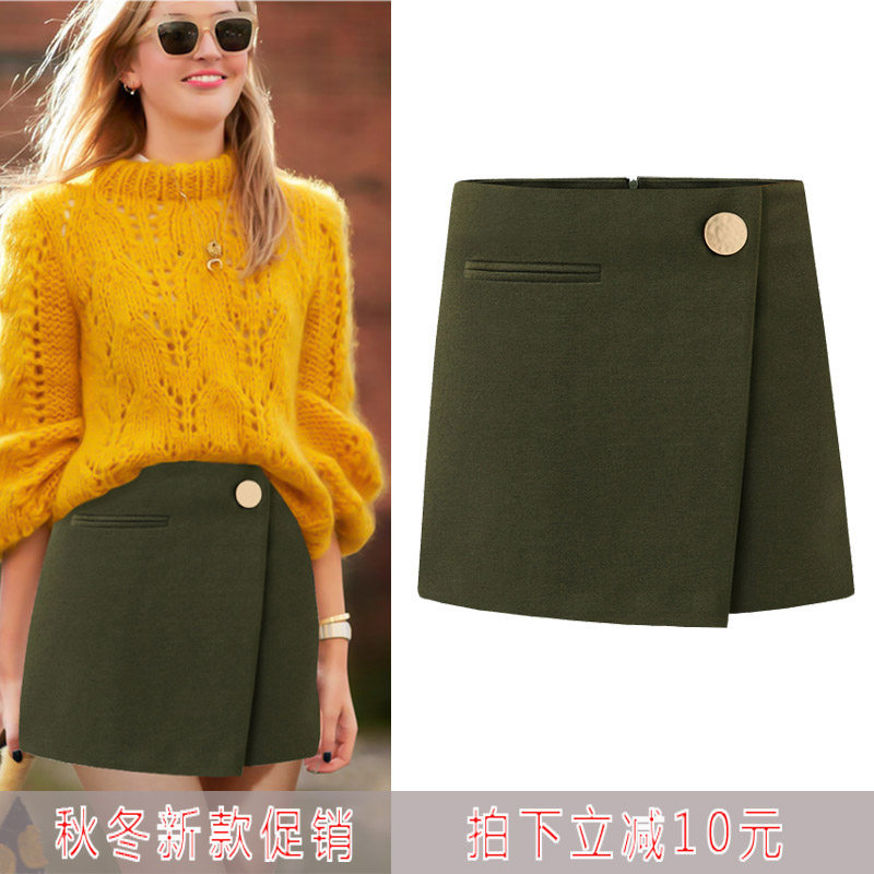 高腰不规则A字半身裙短裙秋冬包臀一步裙时尚显瘦包裙毛呢裙中裙