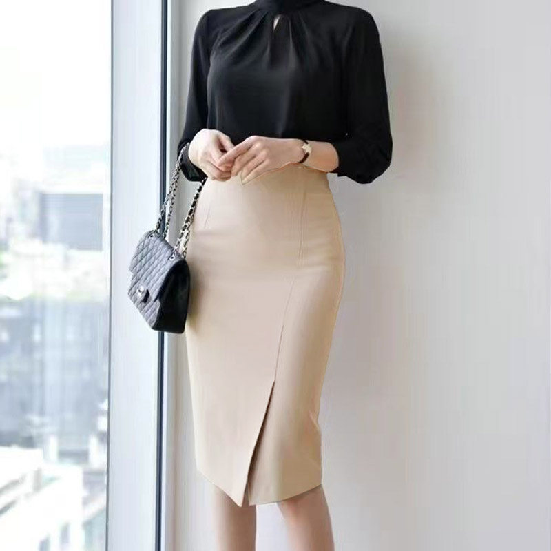 高级感气质百搭通勤半身裙中长款高腰显瘦包臀裙西装工作裙包裙