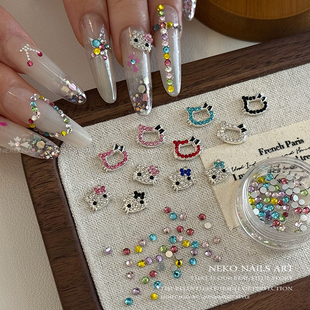 华子平替K9美甲钻饰 多尺寸小圆钻 NEKO NK「平底彩色钻」超闪混装