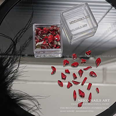 NEKONK牛血红异形混装美甲钻