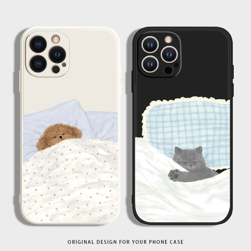 情侣睡觉猫咪狗狗适用于OPPOFindX7手机壳R17/R15硅胶A58/A55全包K12X软