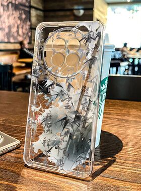 书法墨竹适用于华为mate70pro手机壳6050全包透明Pura70P4030/NOVA12/13