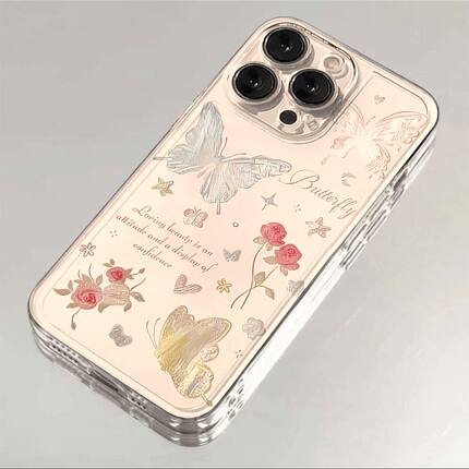 蝴蝶玫瑰适用于OPPOA5PRO手机壳Reno13软壳K12X透明FINDX8/7创意A72