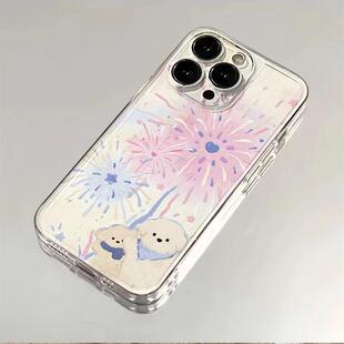 趣味放烟花小狗适用华为P50/P60手机壳NOVA9SE透明MATE70/60畅享9