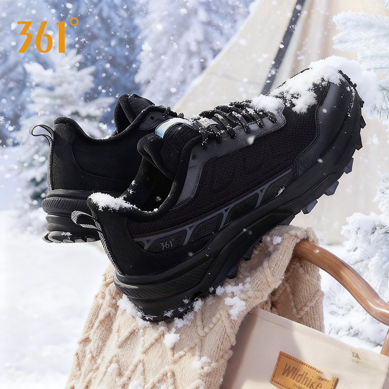 361雪地靴男冬季运动男鞋加绒保暖大棉鞋防滑耐磨黑色男士跑步鞋