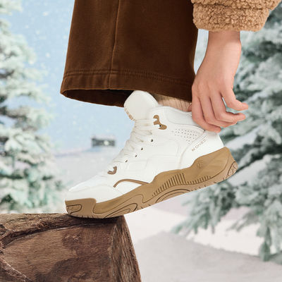 361高帮女鞋冬季运动鞋女款加绒保暖大棉鞋皮面防水休闲板鞋女士