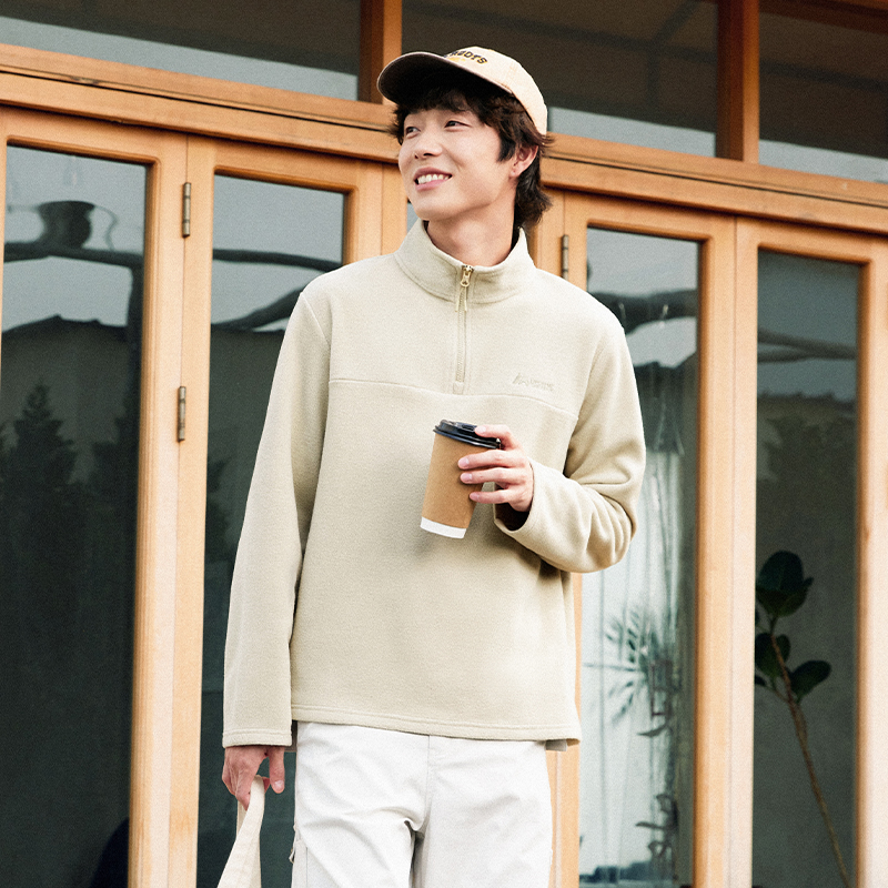 361运动卫衣男2025秋冬男士加绒套头半开襟卫衣摇粒绒宽松长袖男