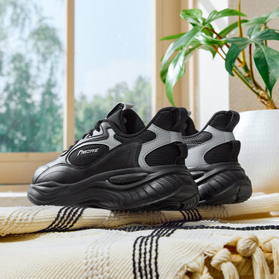 361男鞋2025新款运动鞋网面休闲鞋轻便减震官方正品黑色跑步鞋子