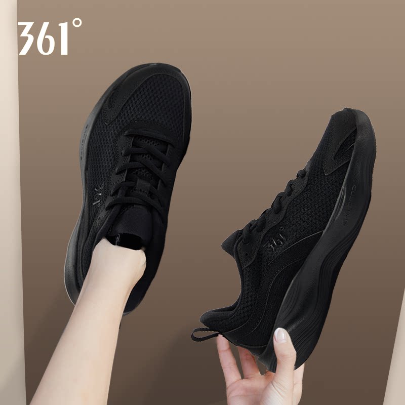 361女鞋夏季运动鞋女款网鞋女透气网面轻便软底薄款黑女士跑步鞋