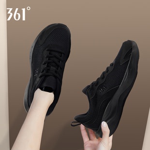 361女鞋夏季运动鞋女款网鞋女透气网面轻便软底薄款黑女士跑步鞋