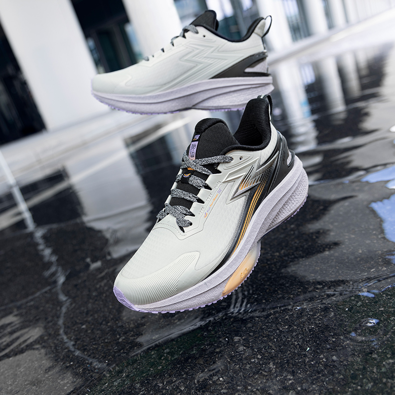 361雨屏8.0女鞋秋季运动鞋皮面防泼水减震防滑黑色防雨跑步鞋女士