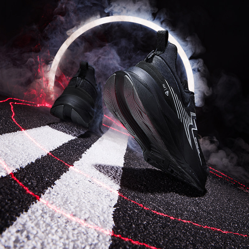 启航361运动鞋夏季男鞋缓震回弹跑鞋黑色网面透气竞训跑步鞋男女