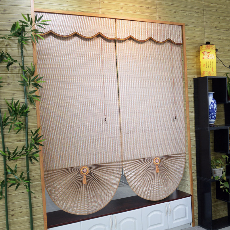日式竹帘饭店窗帘茶楼卷帘包厢隔断简约扇形窗帘竹帘卷帘遮阳窗帘