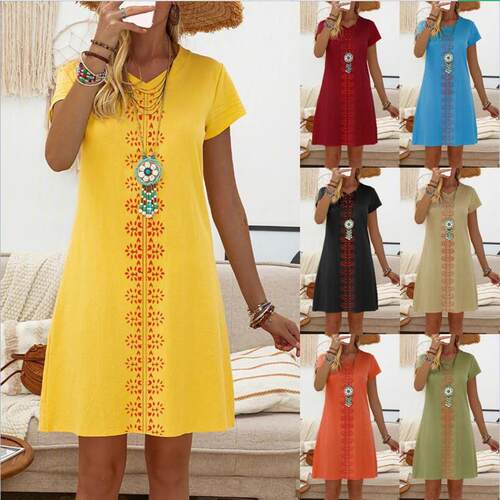 Vneck short sleeved loose waisted dress V领短袖宽松腰连衣裙